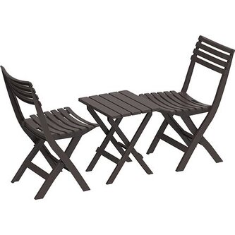 Skládací plastový balkónový nábytek 2+1, hnědý, Duramax IDMOFXX081BR