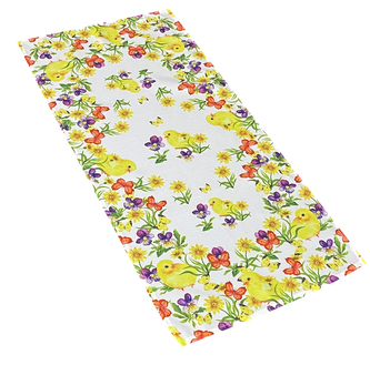 Vzorovaný ubrus - běhoun na stůl JARNÍ KUŘÁTKA 40x85 cm Mybesthome