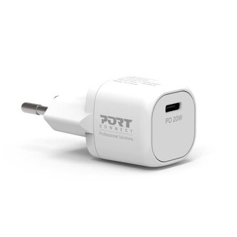 PORT CONNECT 20W USB-C, kapesní nástěnná nabíječka, bílá