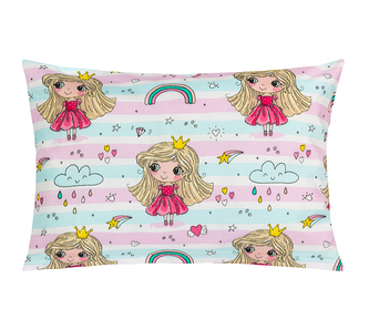 Povláček bavlna - Princezna s duhou - 40x60cm na zip ( pouze povlak )