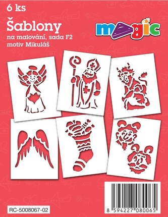 Papírové šablony MAGIC, 11x14cm, 6ks, sada F2 - MIKULÁŠ