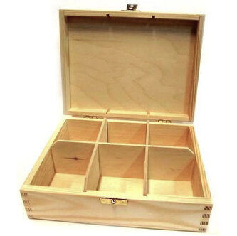 Pudełko drewniane na herbatę 6 komor. 210x160x65mm S0300/6