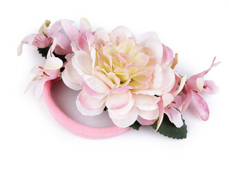 Gumička do vlasů s květy - 1 ks - 1 růžová nejsv.