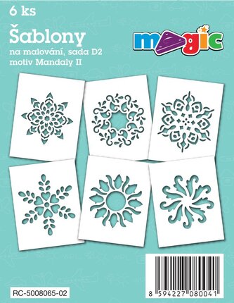 Papírové šablony MAGIC, 11x14cm, 6ks, sada D2 - MANDALY II