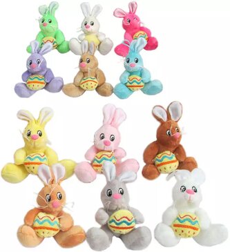 PLYŠ Zajíček Bernie velikonoční barevný s vajíčkem různé barvy