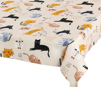 Ubrus ADÉLA - Kočička žlutá, šedá, černá - 120x140 cm