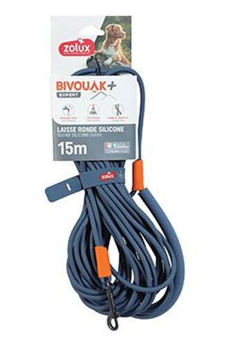 Vodítko pes BIVOUAK kulaté,silik.6mm/15m modrá Zolux