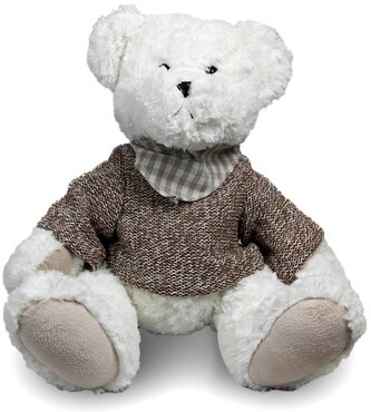 Plyšový medvěd Rocco v hnědém svetru velký