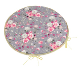 Sedák Adéla kulatý hladký - Květy růže růžová, šedá - průměr 40 cm