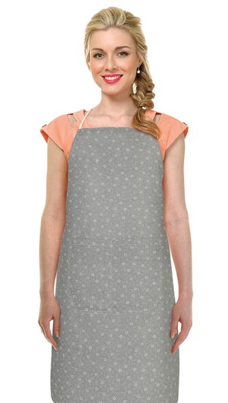 Kuchyňská zástěra ADÉLA - Pnoucí kvítek šedá - zástěra 67x84 cm