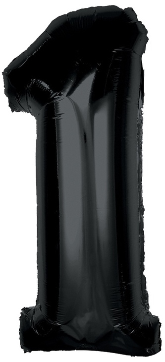 Balon foliowy Smart, cyfra 1, czarna, 92 cm, GoDan