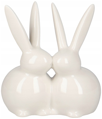 Dekoracja ceramiczna króliki, 9,2x5,4x10cm, biały, Incood