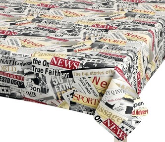Ubrus ADÉLA - Noviny červená, černá, bílá - 120x140 cm