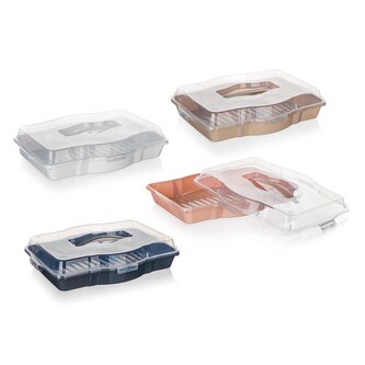 BANQUET Podnos plastový s víkem TASTY 44,5 x 34 x 10 cm, mix
