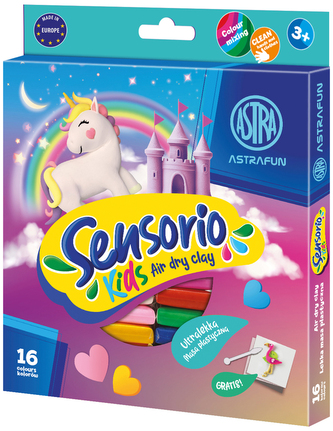 Masa plastyczna Jednorożec Sensorio Kids - 16 kolorów, Astra
