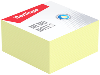 Kostka nieklejona, 9x9x4, 5cm, 80gr/m2, żółta, Berlingo