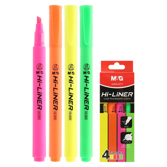 Zvýrazňovač M&G Hi-Liner Fluo - sada 4 barvy