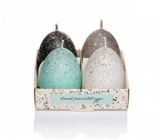 Świeca jajko Eggs in spots 45x60 4 szt. biały, tiffany, czarny, cappucino, Bartek Candles