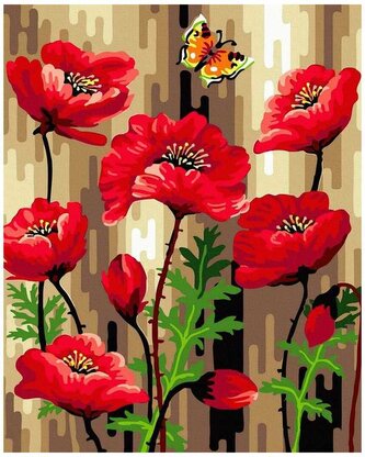 Numeromalowanie Classic 40x50 Szkarłatne maki i motylek, iPicasso
