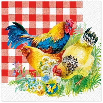 Serwetki 33x33cm Chicken Couple, Paw