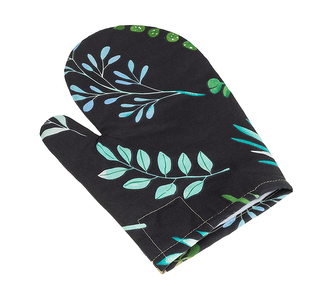 Kuchyňská chňapka - Lístky na černé - 28x18 cm