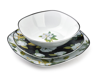 MAGNOLIA BLACK Komplet obiadowy 18 częśc