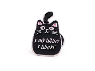 Brož / odznak kočka - 1 ks - 6 černá