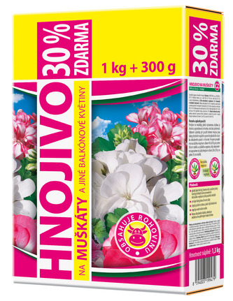 Hnojivo na muškáty a jiné balkónové rostliny STANDARD - 1 kg + 30 % zdarma