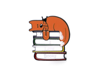 Brož / odznak kočka - 1 ks - 4 béžová tm.