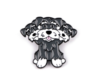 Brož / odznak pes - 1 ks - 2 šedá