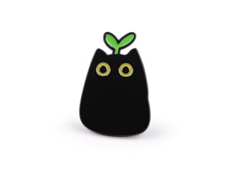 Brož / odznak kočka - 1 ks - 7 černá