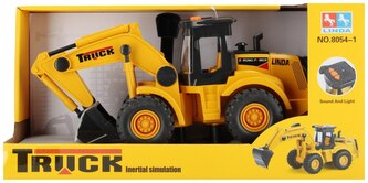 Auto ciężarowe. Koparka. Światło, dźwięk