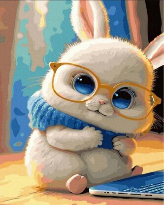 Malowanie po numerach - Biały królik 40x50cm