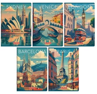 Zeszyt A5/60K linia z margines Retro City (10szt)