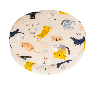 Sedák KULATÝ - Kočička béžová, oranžová, černá - průměr 40 cm