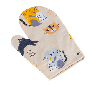 Kuchyňská chňapka - Kočička žlutá, šedá. černá - 28x18 cm