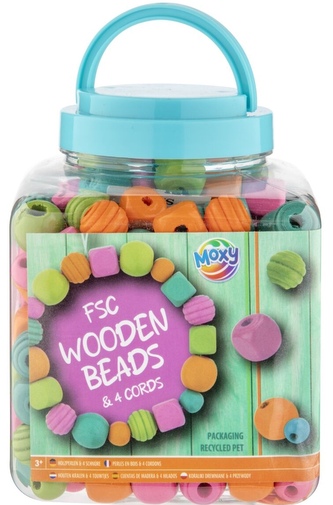 Dřevěné korálky pastelové barvy 400G