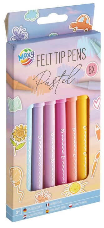 Barevné fixy, pastelové - 8 ks