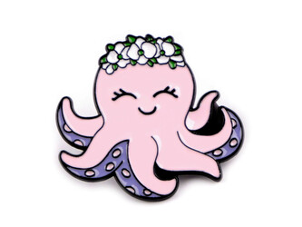 Brož / odznak mořský svět - 1 ks - 2 růžová sv.