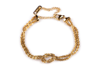 Náramek z nerezové oceli dvojitý s uzlem - 1 ks - 2 zlatá