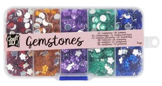 Dekorační kamínky v plastovém boxu- kytičky