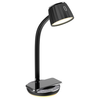 Immax PERLA LED stolní lampička, Qi bezdrátové nabíjení, černá + šedý a kovový detail