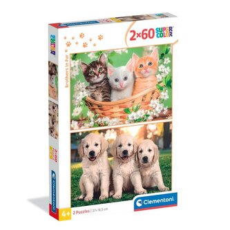 Puzzle 2 x 60 elementów. Super kolor. Brothers in Fur
