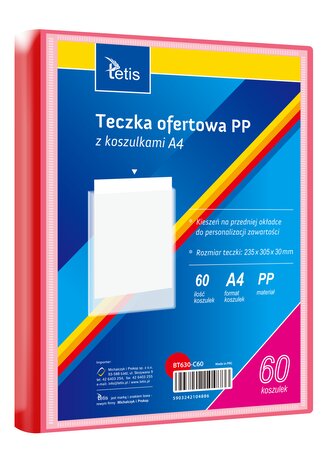 Teczka ofertowa PP 60 koszulek. A4 czerwona
