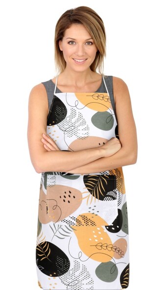 Kuchyňská zástěra ADÉLA - Oblázky béžová - zástěra 67x84 cm