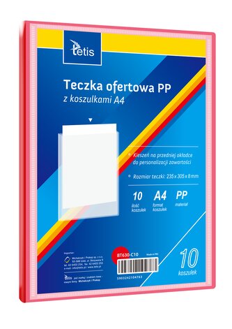 Teczka ofertowa PP 10 koszulek. A4 czerwona