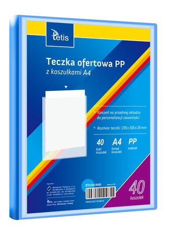 Teczka ofertowa PP 40 koszulek. A4 niebieska