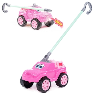 Růžové autíčko s rukojetí
