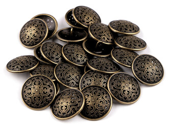 Kovový knoflík filigrán velikost 34", 36" - 25 ks - 8 (36") staromosaz
