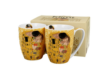 2 kubki classic THE KISS ECRU inspired by Klimt